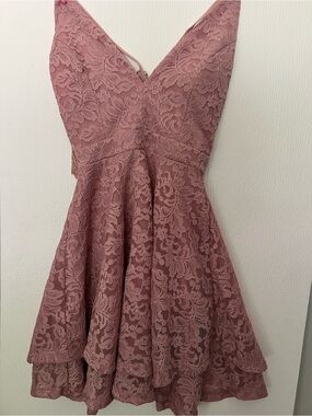 Mauve Lace Fit & Flare Dress